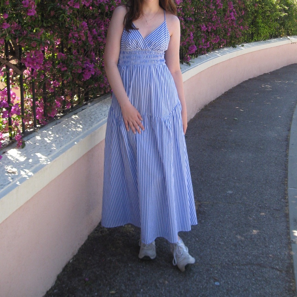 Madewell Blue Striped Maxi Dress